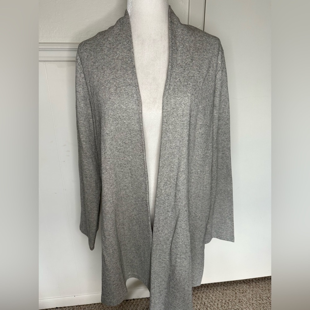 Eileen Fisher Gray Cardigan Sweater Open Front size M